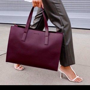Rachel Zoe Burgundy Vegan Leather Knot Tote